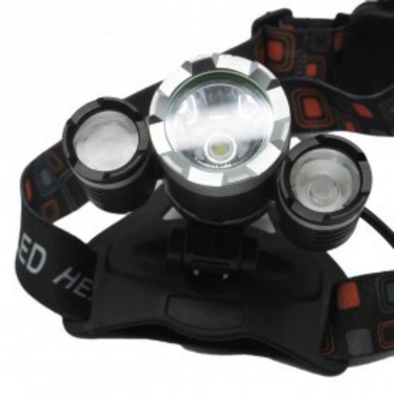 Paket Lampu Super Terang Senter Kepala TaffLED Power Headlamp 3 LED 5000 Lumens Cree XM-L - T6 HD-LD - Black