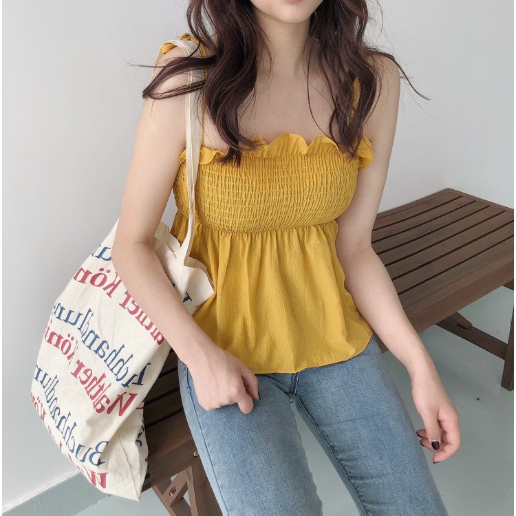 Korean Wrinkle Tank Top Atasan Wanita Tanpa Lengan 1211 (S - XL)