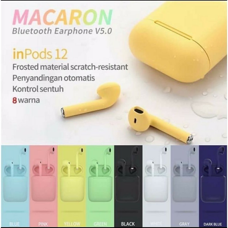 HEADSET MACARON WIRELESS I12 - HANDSFREE MACARON I12 WIRELESS 5.0 - HF MACARON I12 WIRELESS