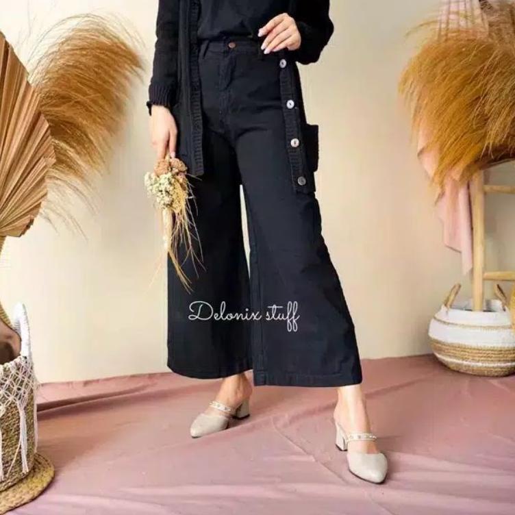 Sudah READY.. Celana Kulot Wanita Jeans Warna Kulot Lilac Putih Army Coklat Khaki Jins Masakini