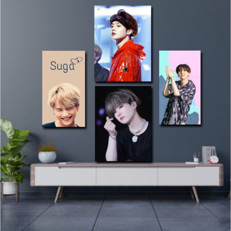 POSTER KAYU SUGA  BTS  MEMBER ARMY / MIN YOON GI BE BLACKBANGTAN HIASAN DINDING AESTHETIC