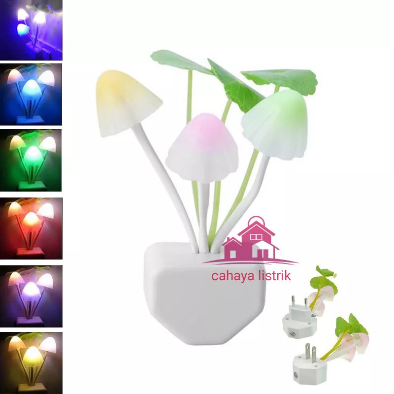 HC Lampu Tidur Jamur Avatar Sensor Mushroom Lamp LED Night Lampu Hias Kamar Colokan Dinding Warna Unik