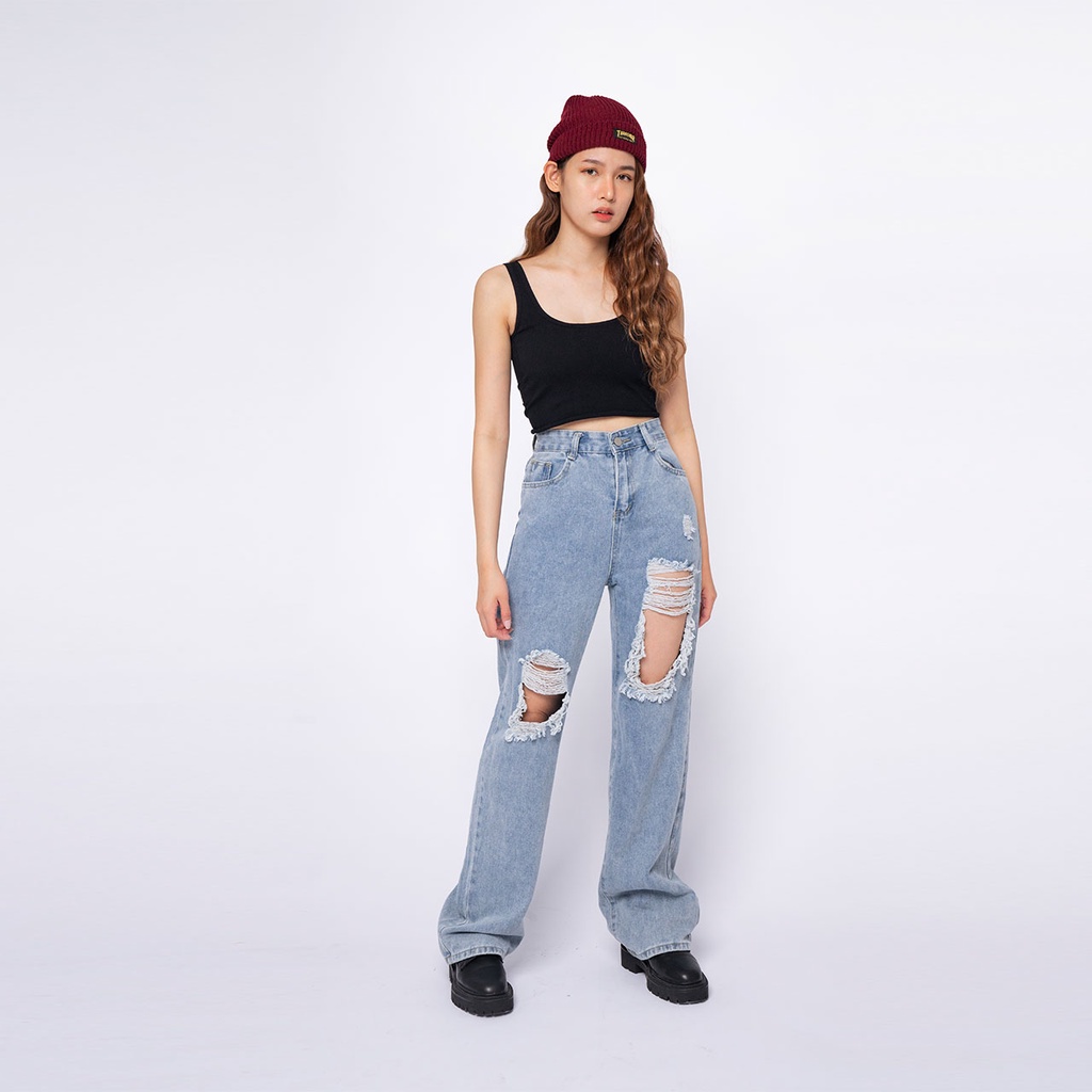 VIERLIN - Jeans 2502 - HIGHWAIST BAGGY RIPPED JEANS