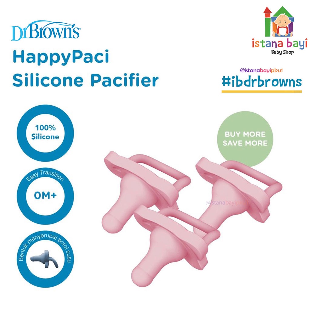 Dr Brown's Silicone Pacifier 0-6 - Empeng bayi Happy Paci PS11007