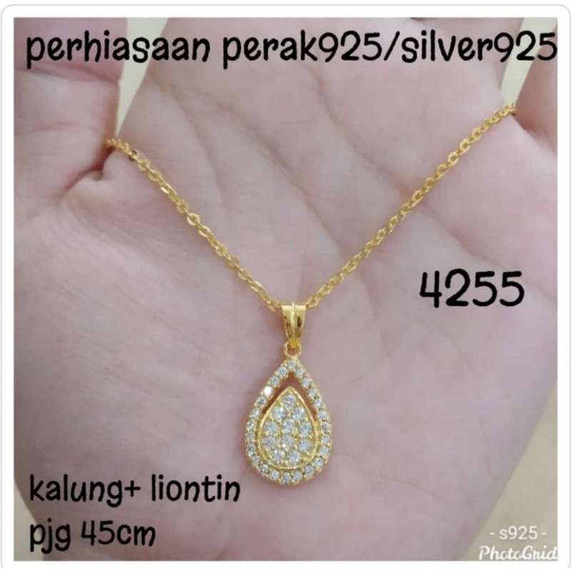 KALUNG+LIONTIN 4255 KUNING PERAK 925 #fus