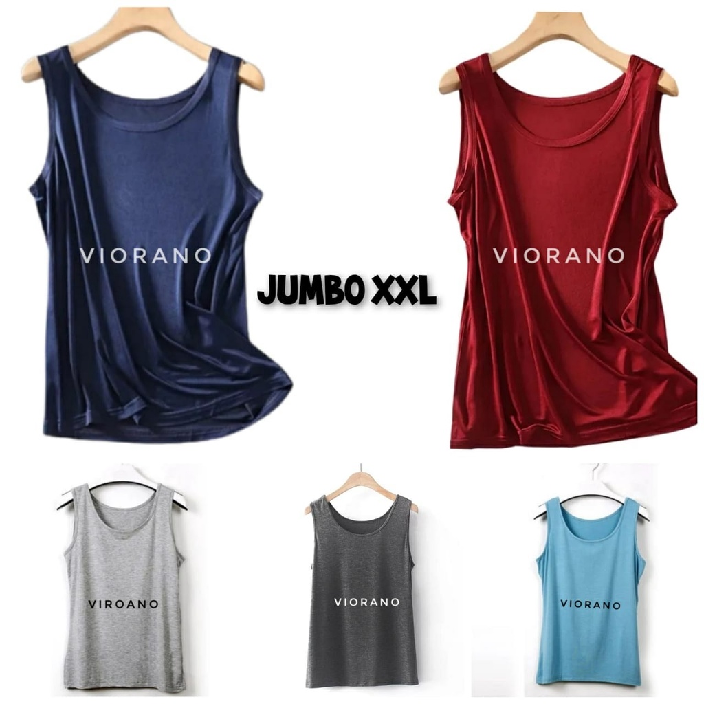 Jumbo Tanktop Tali Lebar Singlet Wanita Bahan Kaos Adem Big Size / Singlet Kaos Dalaman Tengtop Ld Besar Ten Top Jumbo XXL Super Big Size