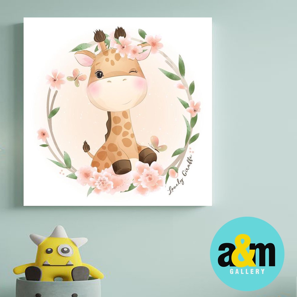 Hiasan Dinding Kamar Bayi Gambar Bayi Binatang Cute Animal ( 20 X 20 ) Pajangan Anak Dekorasi Bayi Wall Decor Tema BINATANG - A&amp;M