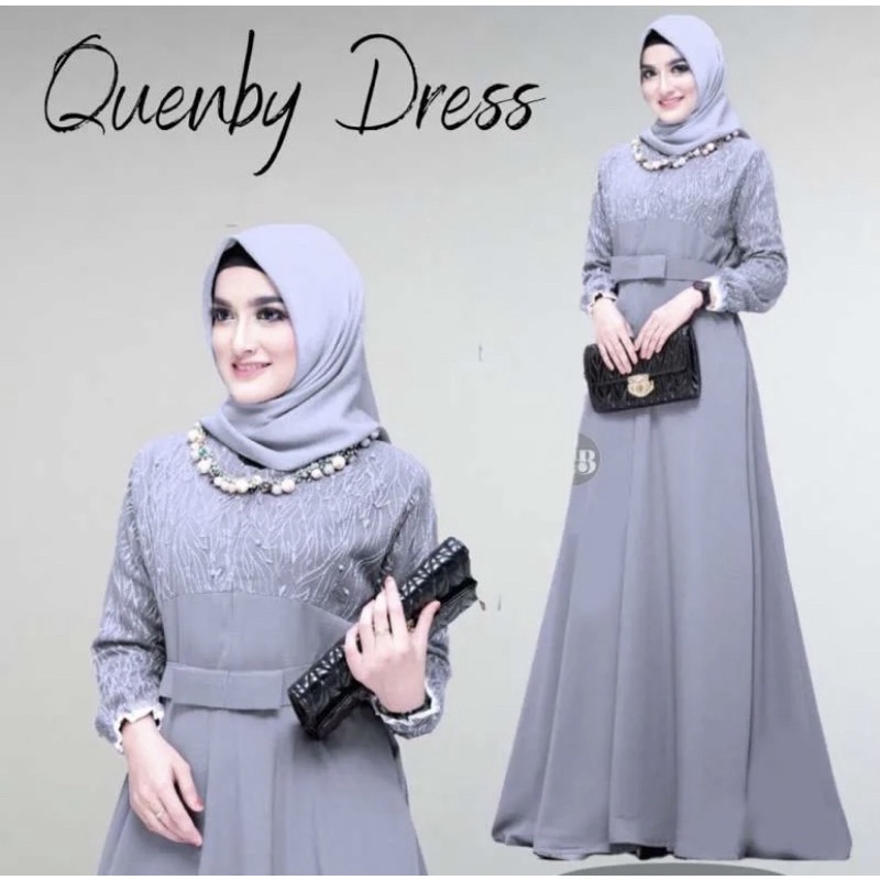GAMIS BRUKAT MUTIARA QUEENBY KOMBINASA MOSCREPE / Gamis Brukat Busui Muslimah Bumil-3