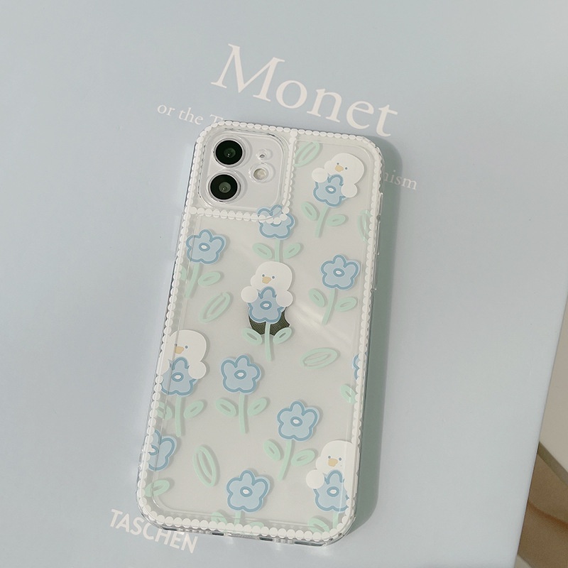 Soft Case Pelindung Transparan Motif Bunga Dan Bebek Untuk Iphone 7 8 PLUS X XR XS 11 12 13 MINI PRO MAX SE 2020