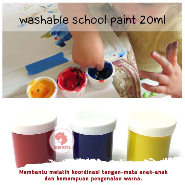 Zoetoys Paint 6ct With Brush | Peralatan Lukis Tempat Cat Air Akrilik Plastik Renteng 12 Warna