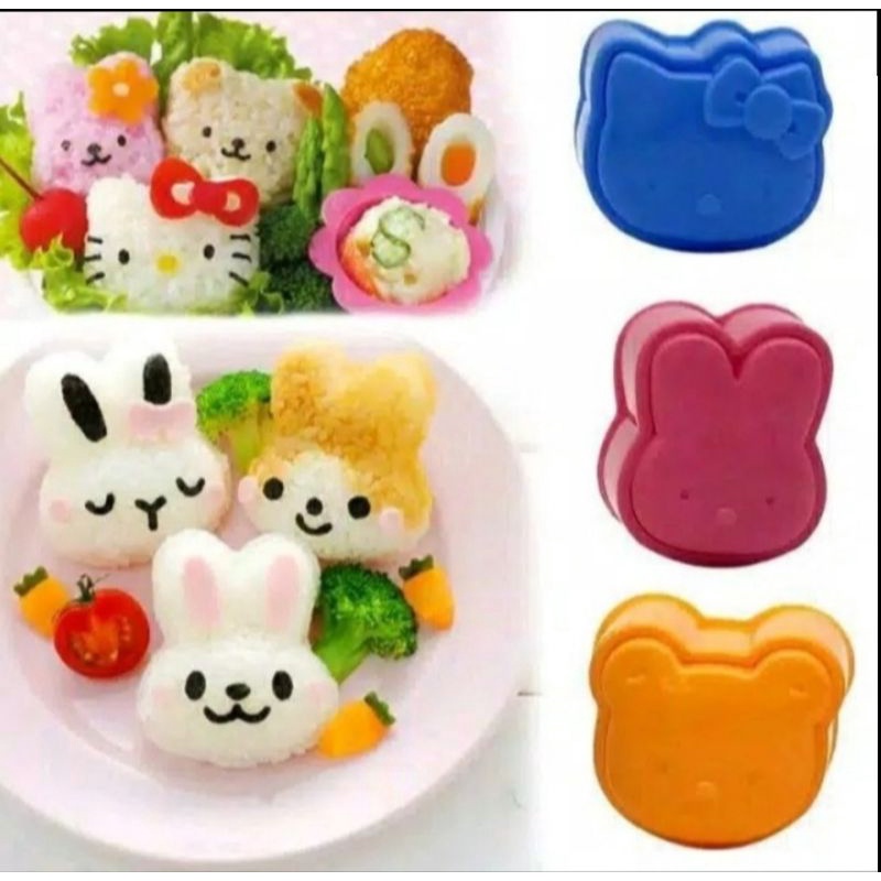 cetakan onigiri cetakan nasi bento cetakan bento karakter rice mold 3 in 1