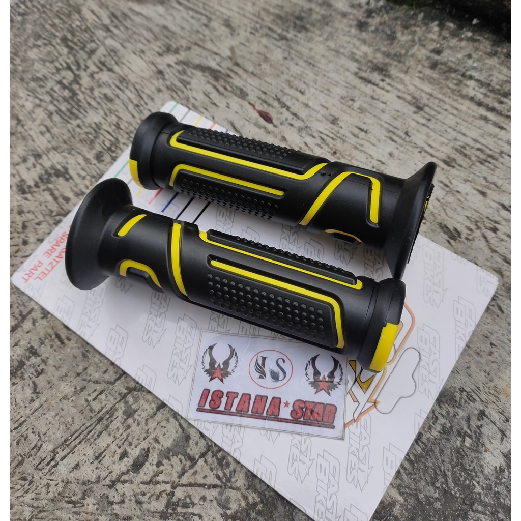 PROMO. HAND GRIP fast biker Tidak licin nyaman di genggam universal jenis motor KUNING