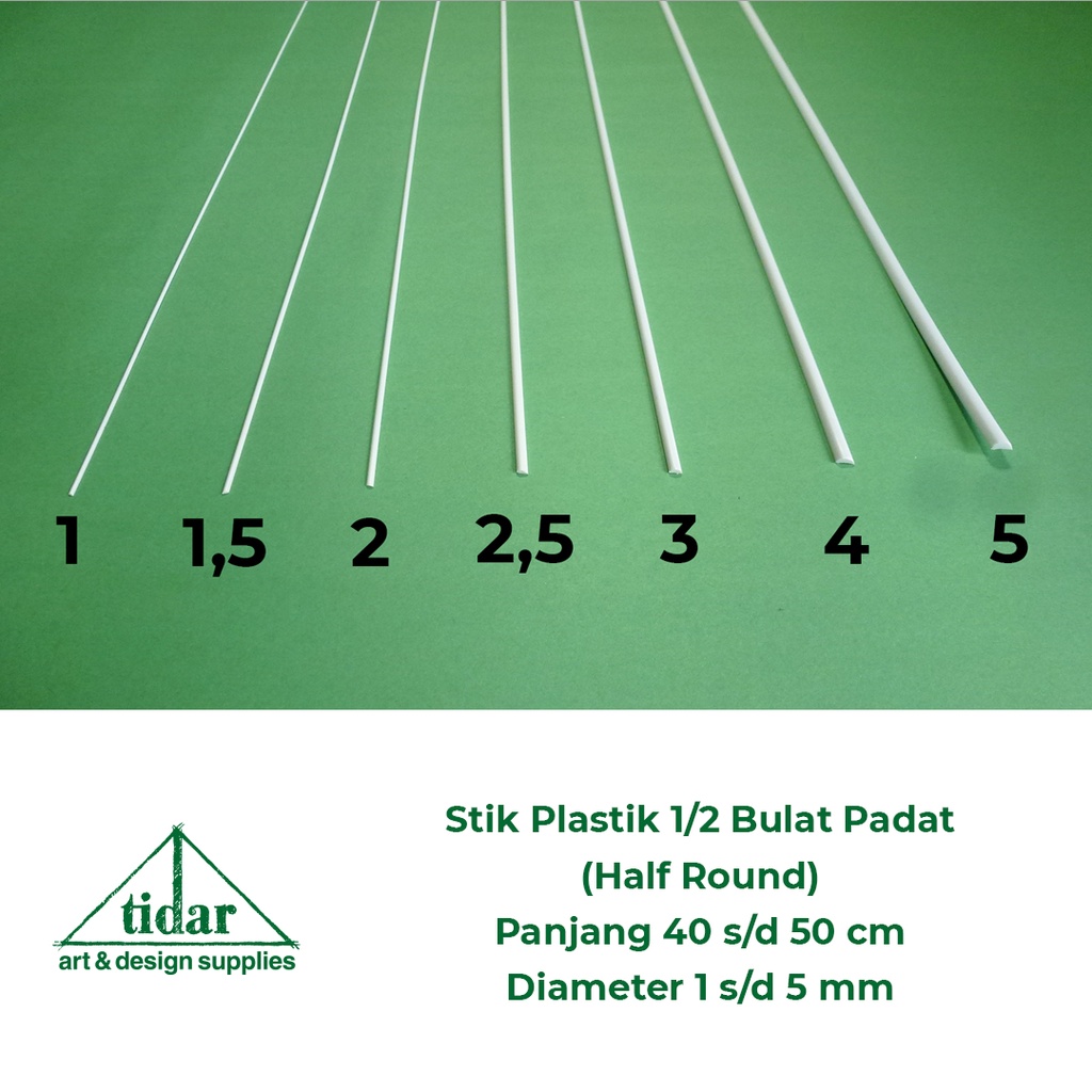 

[MR] White Half Round Plastic Stick - Stik Plastik ABS Putih 1/2 Bulat Padat
