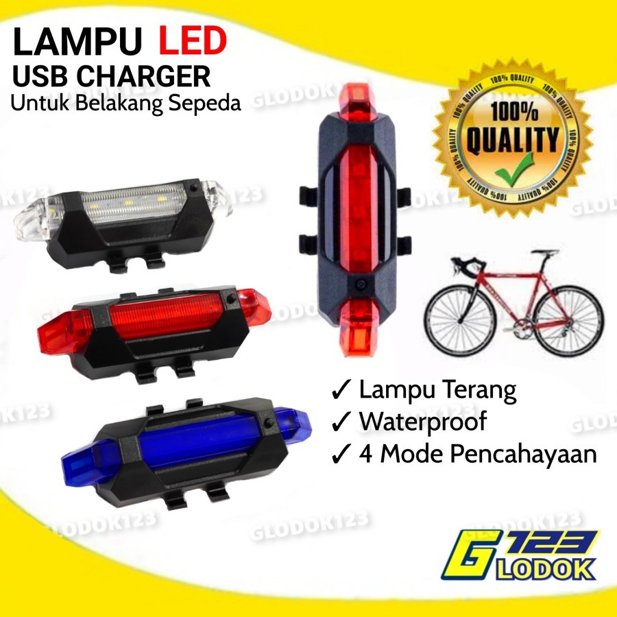 Lampu Belakang Sepeda LED USB Charger Waterproof