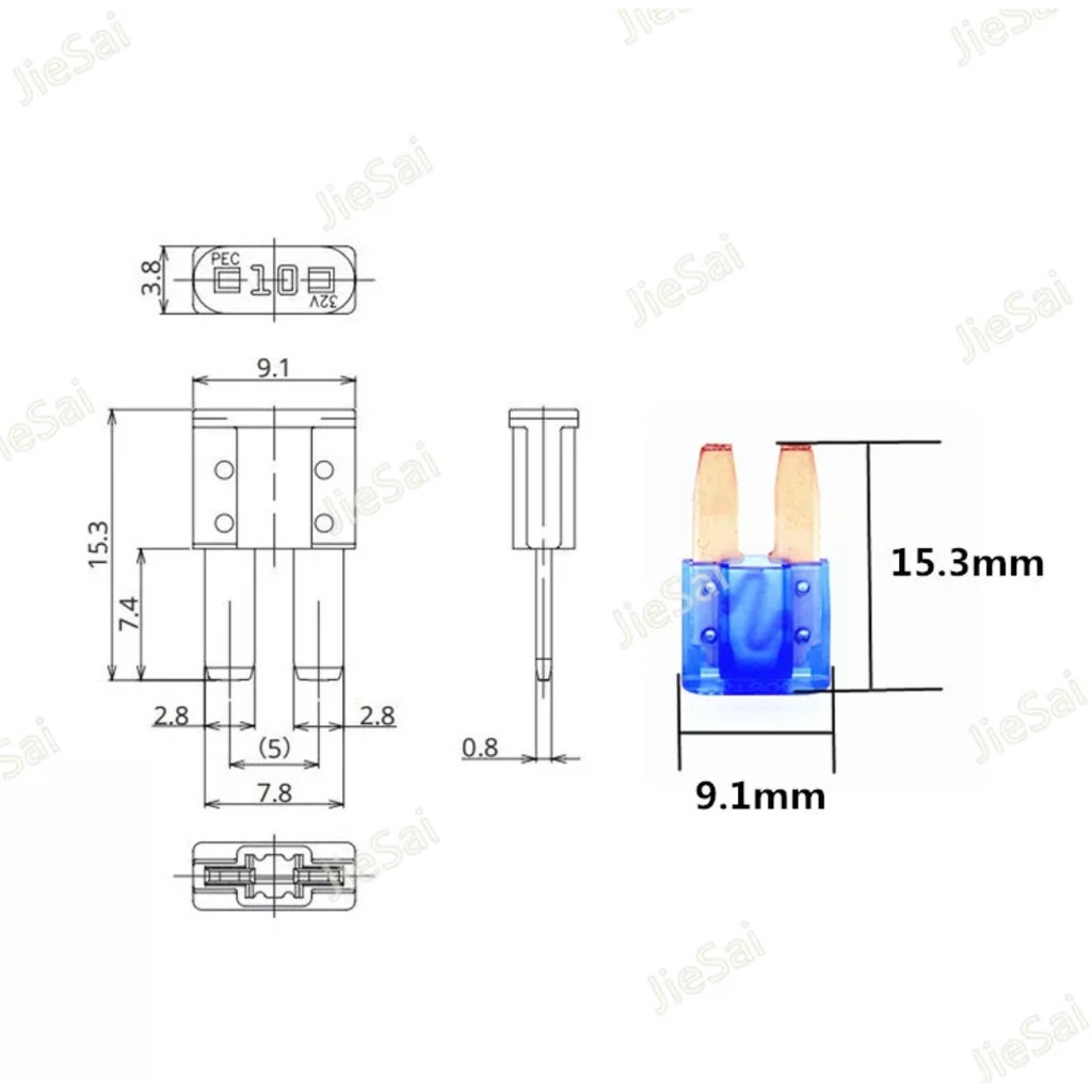 45 pcs Sekring Fuse Tancap Micro2 Mobil + Penjepit Sekring