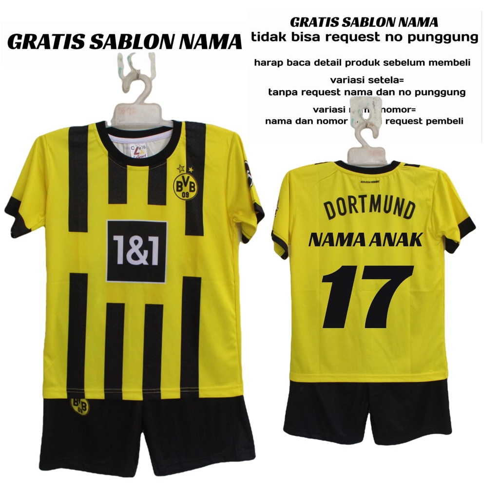 jersey bola anak dordmound printing size 10-20