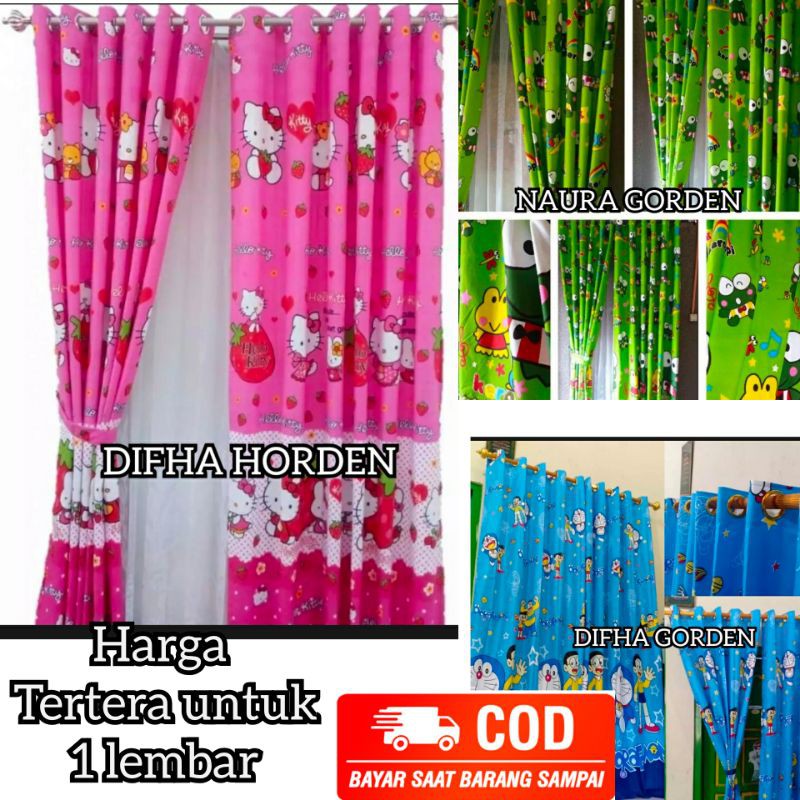 Horden Jendela pintu Kamar tidur Motif Karakter Hello kitty Doraemon tinggi 2meter Murah cantik anak