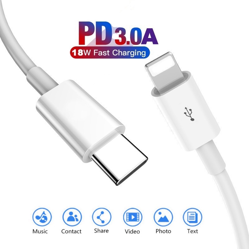 Kabel Fast Charging 3A PD Untuk iP Ke Tipe C