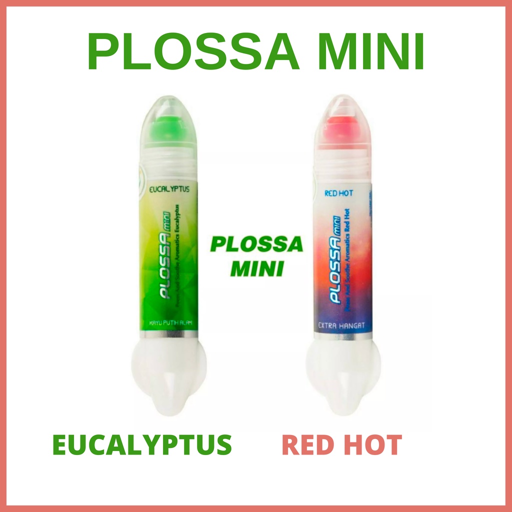 Plossa Mini Eucalyptus Red Hot Minyak Angin Roll on kerokan relaksasi