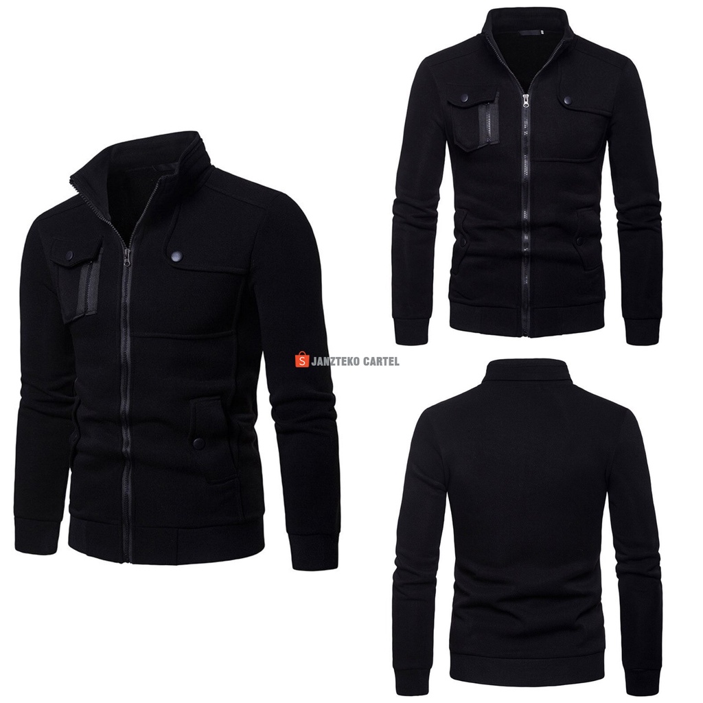 JNK x RUBICON Jaket Fleece Cotton Tebal Import Katun Premium Original Cowok Cewek Unisex Kerja Kantor Formal Kasual Dinas Kantoran Size M-XXL Warna Hitam Abu Tua Abu Muda