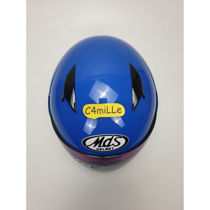 CMS17 HELM MDS SPORT R3 LTD DORAEMON SMILEY BLUE WHITE HALF FACE DEWASA