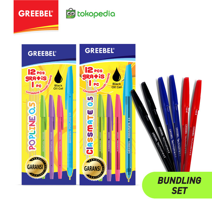 

NEW GREEBEL Bundling 2 lusin Ballpoint 0.5 - FREE 6pcs Ballpoint