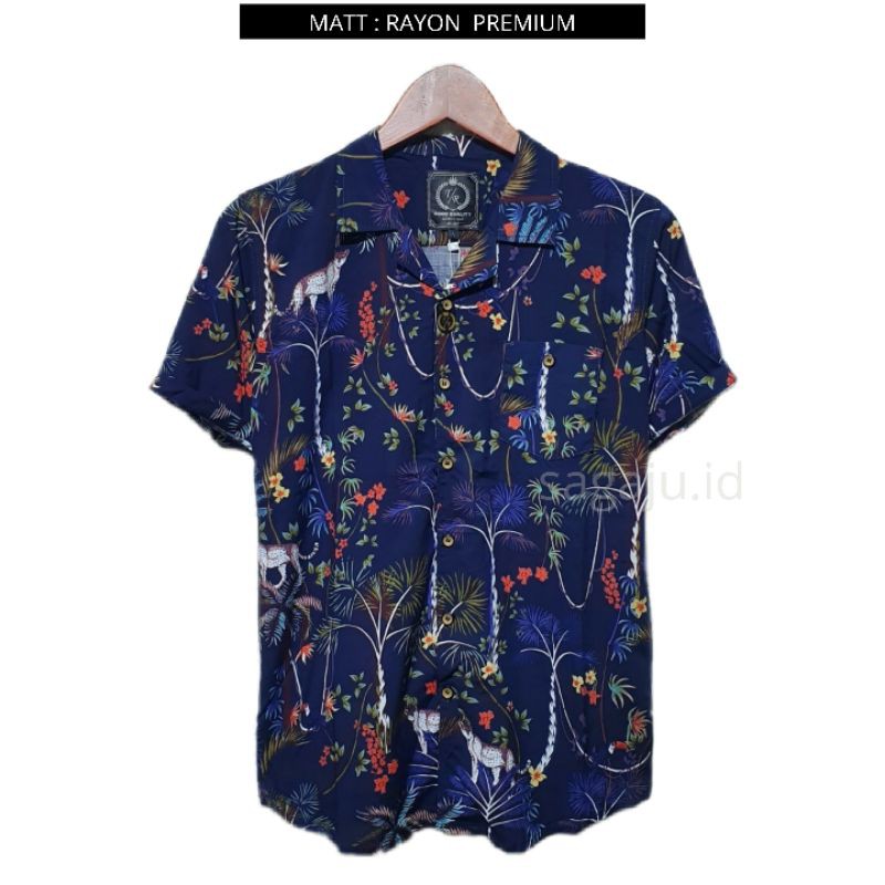 KEMEJA PANTAI CASUAL PRIA WANITA LENGAN PENDEK MOTIF ABSTRAK #14