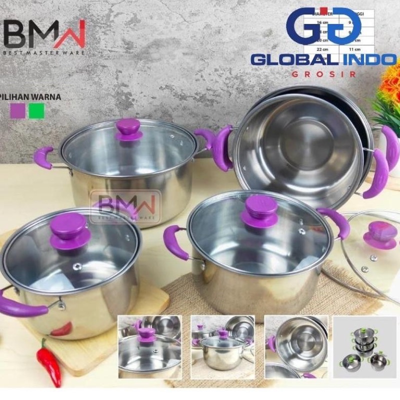 [BISA COD] PROMO Panci Set Colour Cookware Set 10 Pcs HC / Panci / Panci Set / Panci Non Steamer