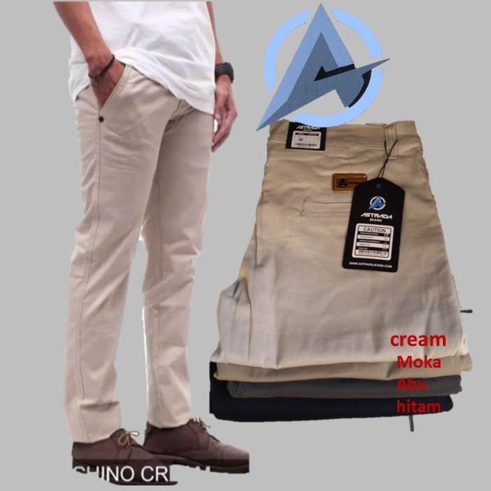 CelanaPanjang Skinny Chino Pria Formal Casual Slimfit Stylish Cream Mocca