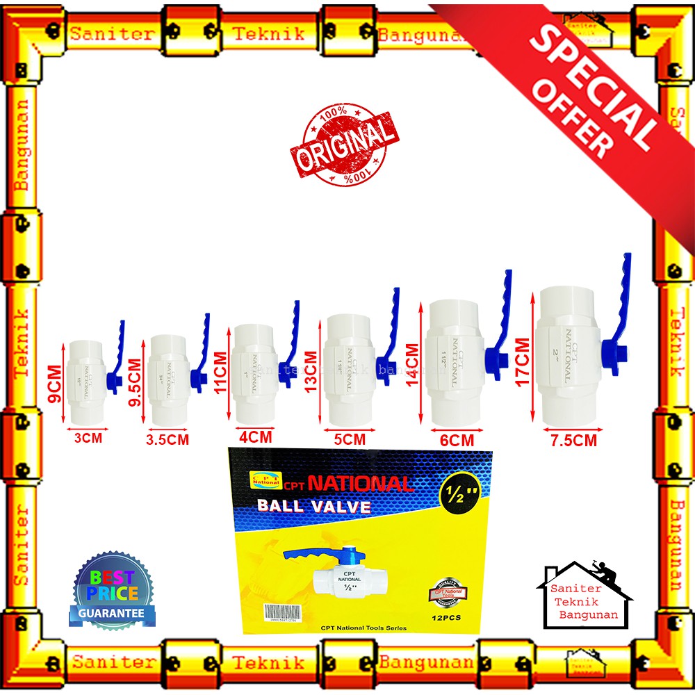 Stop Kran Ball Valve Pvc Cpt National 1 1/2&quot;