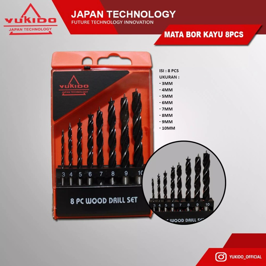 YUKIDO MATA BOR KAYU SET 8PCS 3 -10MM  Mata Bor Kayu set 8PCS 3 -10MM Wood Drill