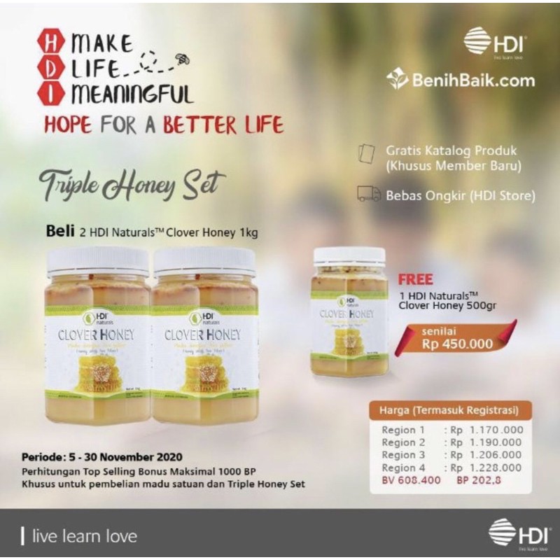 TRIPLE HONEY SET CLOVER HONEY ORIGINAL HDI (START 5 NOV)