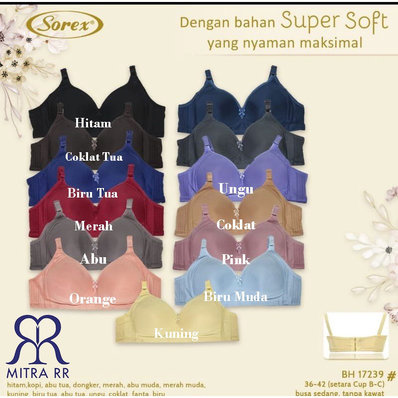 BH Sorex TANPA KAWAT 17239 Bra Super Soft Basic Polos Cantik Cup Besar Setara C