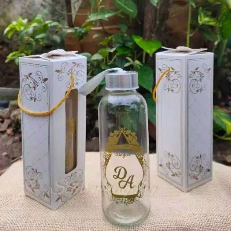 Souvenir botol tumbler kaca bening 420ml custom sablon Souvenir botol tumbler kaca bening 420ml custom sablon