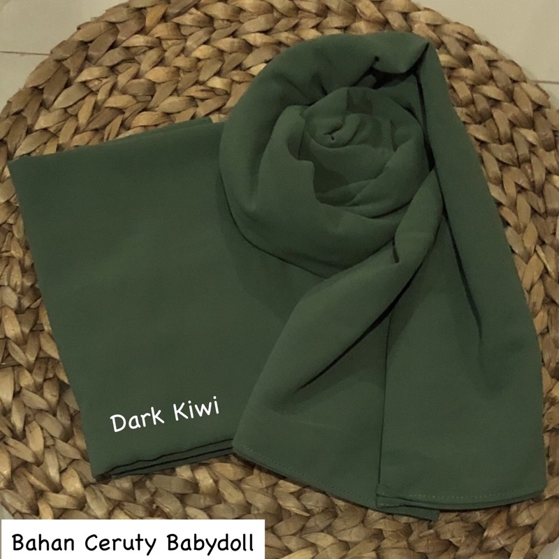 PASHMINA CERUTY BABYDOLL PREMIUM JAHIT TEPI Hijab Jilbab-Dark Kiwi