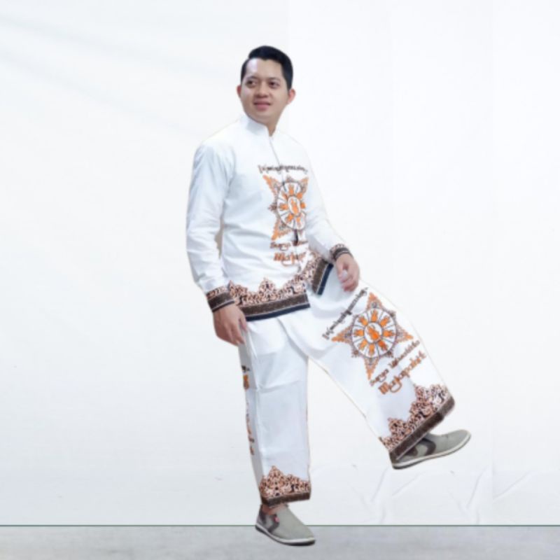 Setelan Celana Sarung Baju Koko Pria Muslim Lengan Panjang Pendek Katun Premium Solo Atasan Kemeja C