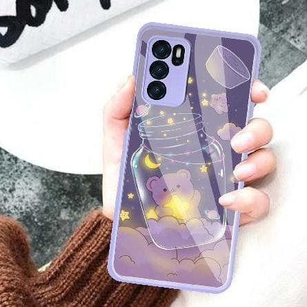 wjc Softcase Kaca Color Lilac Protect Camera Oppo A16 A15 A12 A5s A54 Reno 6 4G Reno 5 ( Case Hp Opp