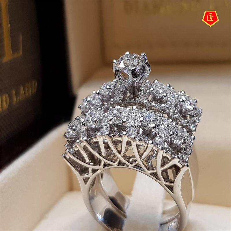 [Ready Stock]Creative Hollow Diamond Ring Set