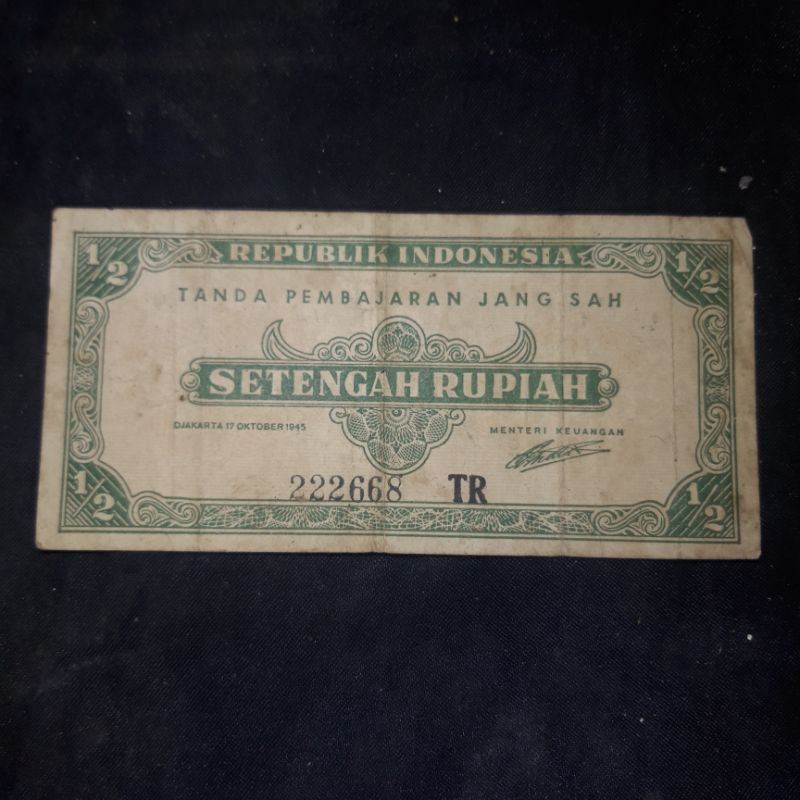 uang kertas kuno setengah rupiah 1945