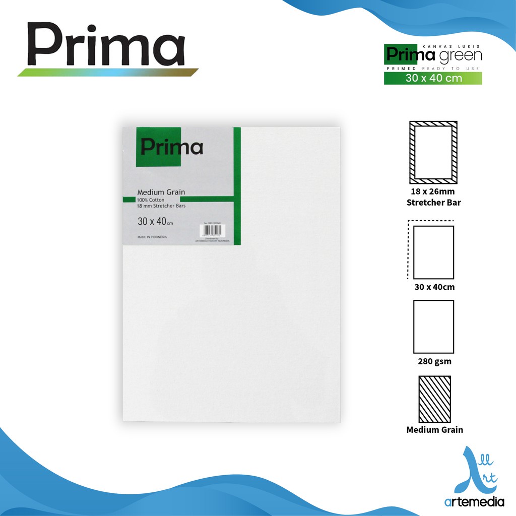 

Prima Green 30x40cm Value Set Cotton Canvas Kanvas Lukis