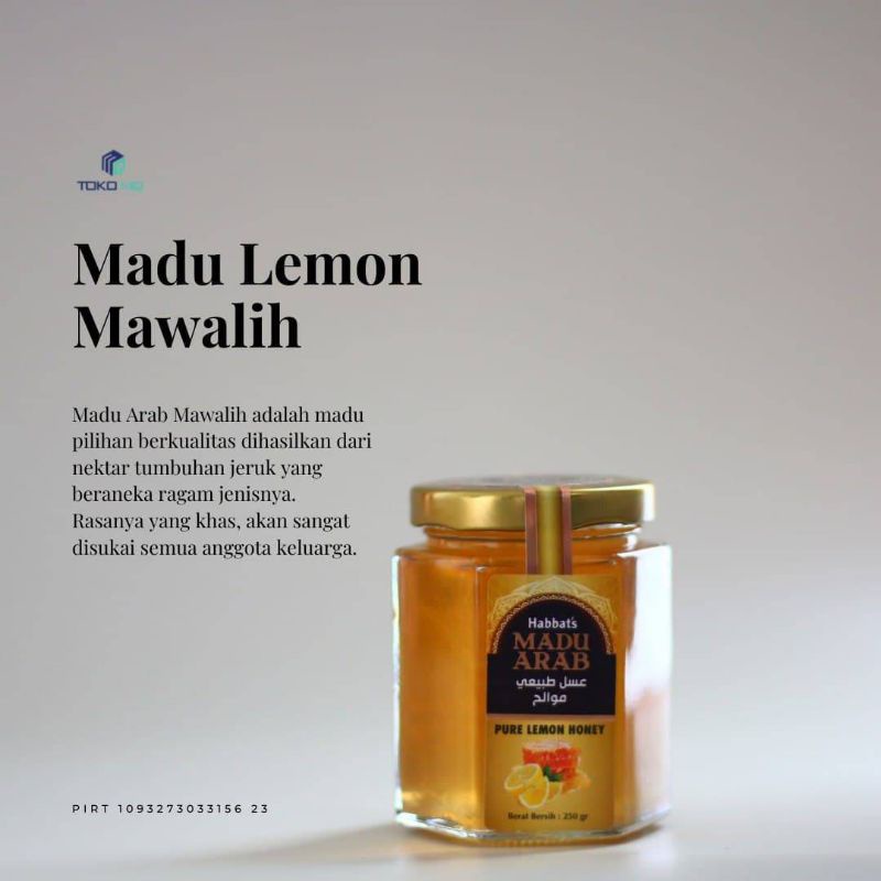 

Habbat's Madu Arab Mawalih Pure Lemon Honey (عسل طبيعي موالح) 250 gr