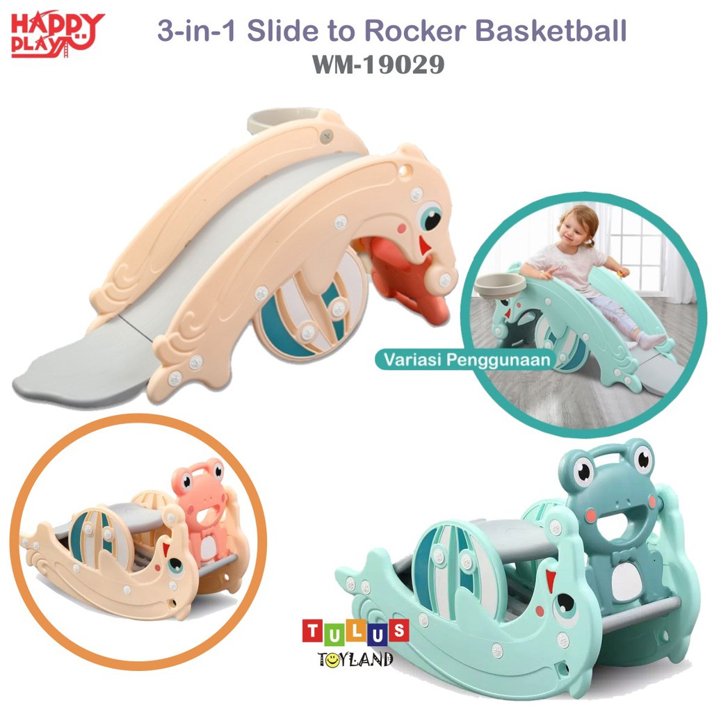 Perosotan Kuda kudaan Happy Play 3 in 1 Slide Rocker Basketball 3in1 Jungkat Jungkit Rocking Horse