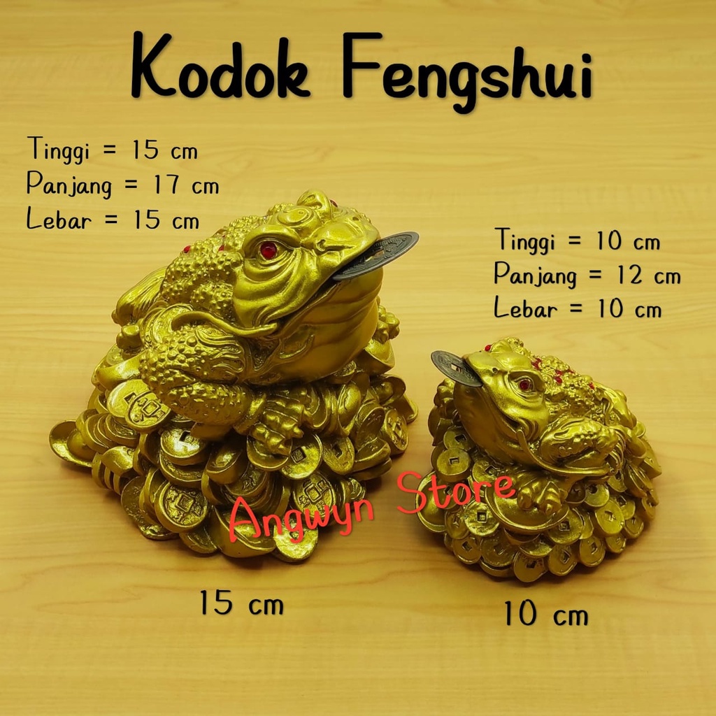 Kodok Fengshui Pembawa Keberuntungan Kodok Emas Kaki Tiga 15 cm