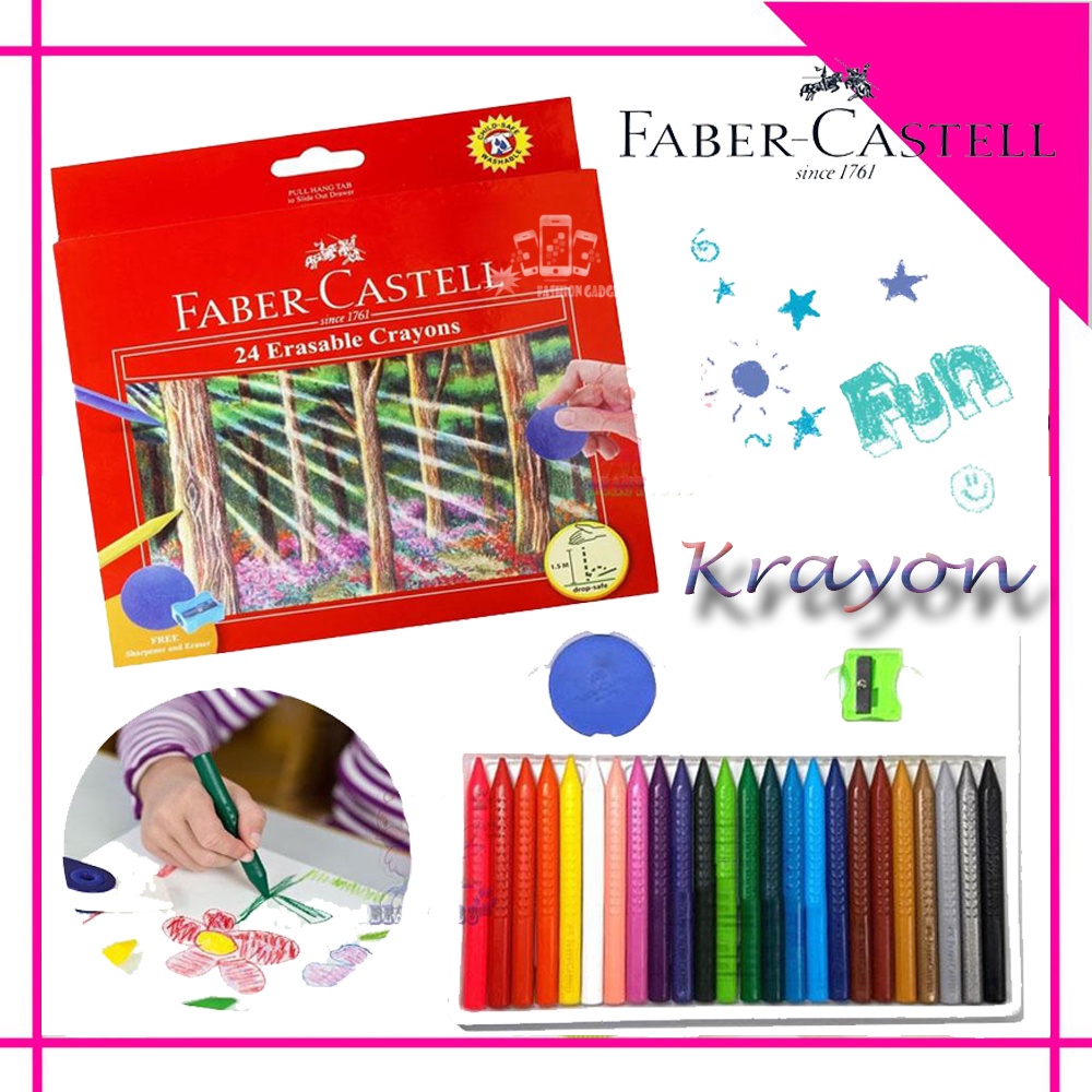 Erasable Crayon 12 Warna &amp; 24 Warna Faber Castell ( Crayon Bisa Dihapus ) Erasable Crayons 24 Warna Faber Castell Bisa Dihapus Crayon FaberCastell Oil Pastel 24 Warna Krayon 12 Dan 24 Warna