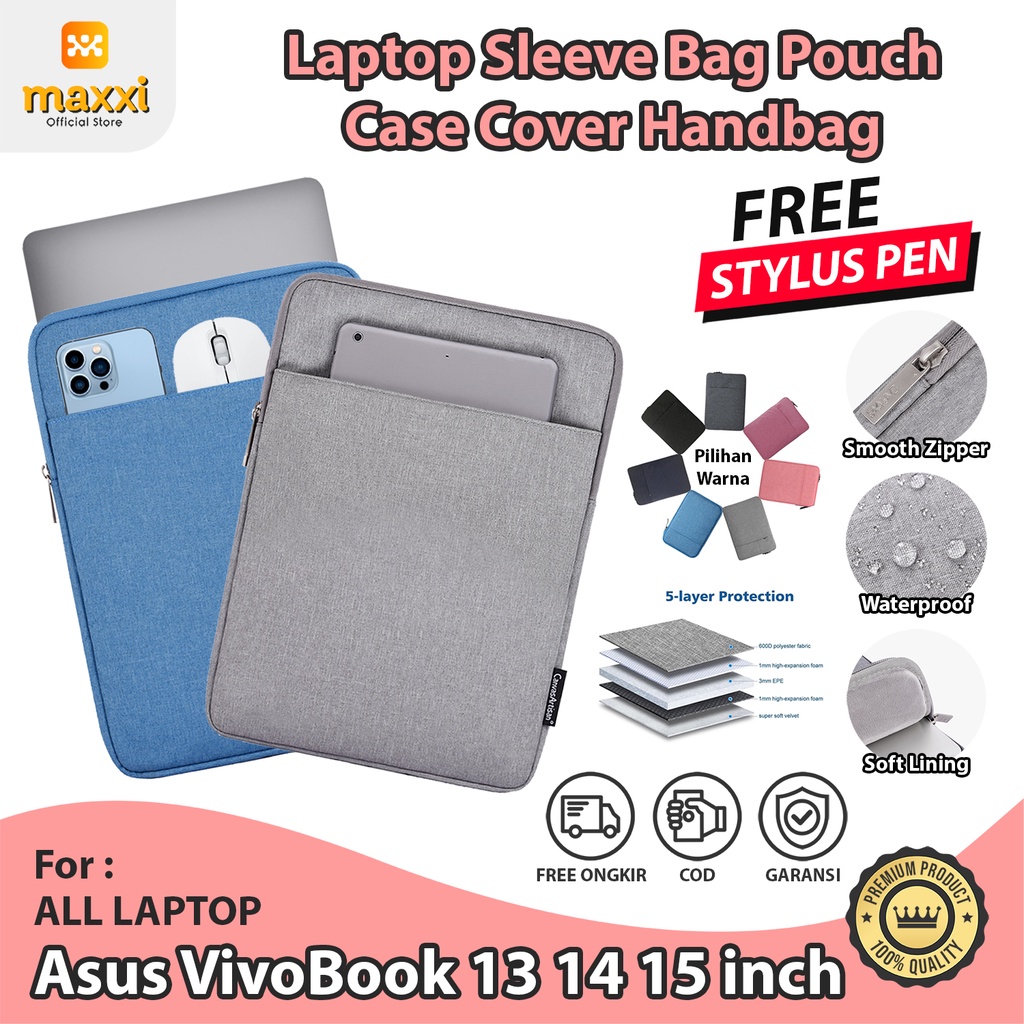 Asus VivoBook 13 14 15 inch Soft Sleeve Tas Laptop Case Cover Pouch Handbag