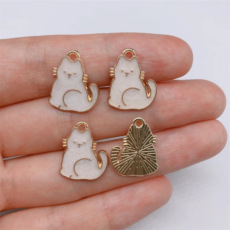 4pcs Liontin Enamel Bentuk Kucing Untuk Membuat Perhiasan Anting