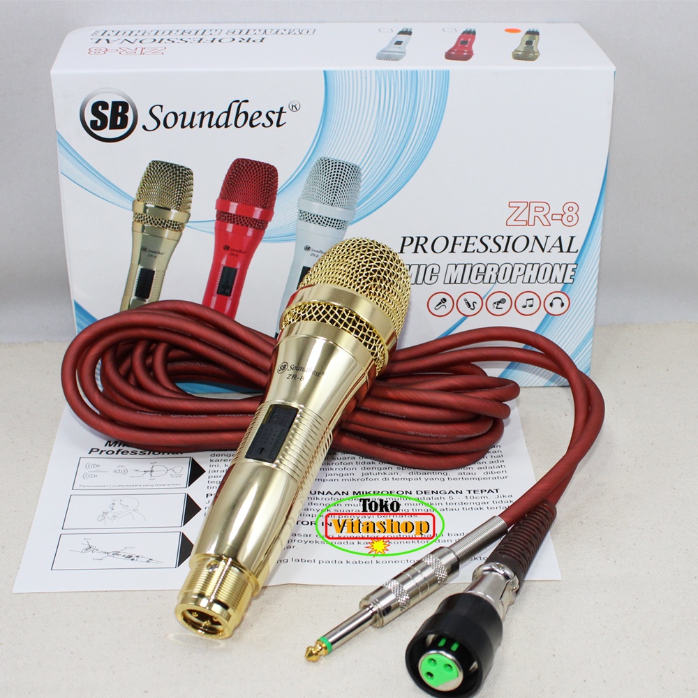 MIC KABEL SOUNDBEST ZR-8 GOLD MICROPHONE VOKAL MIK ASLI PROFESIONAL