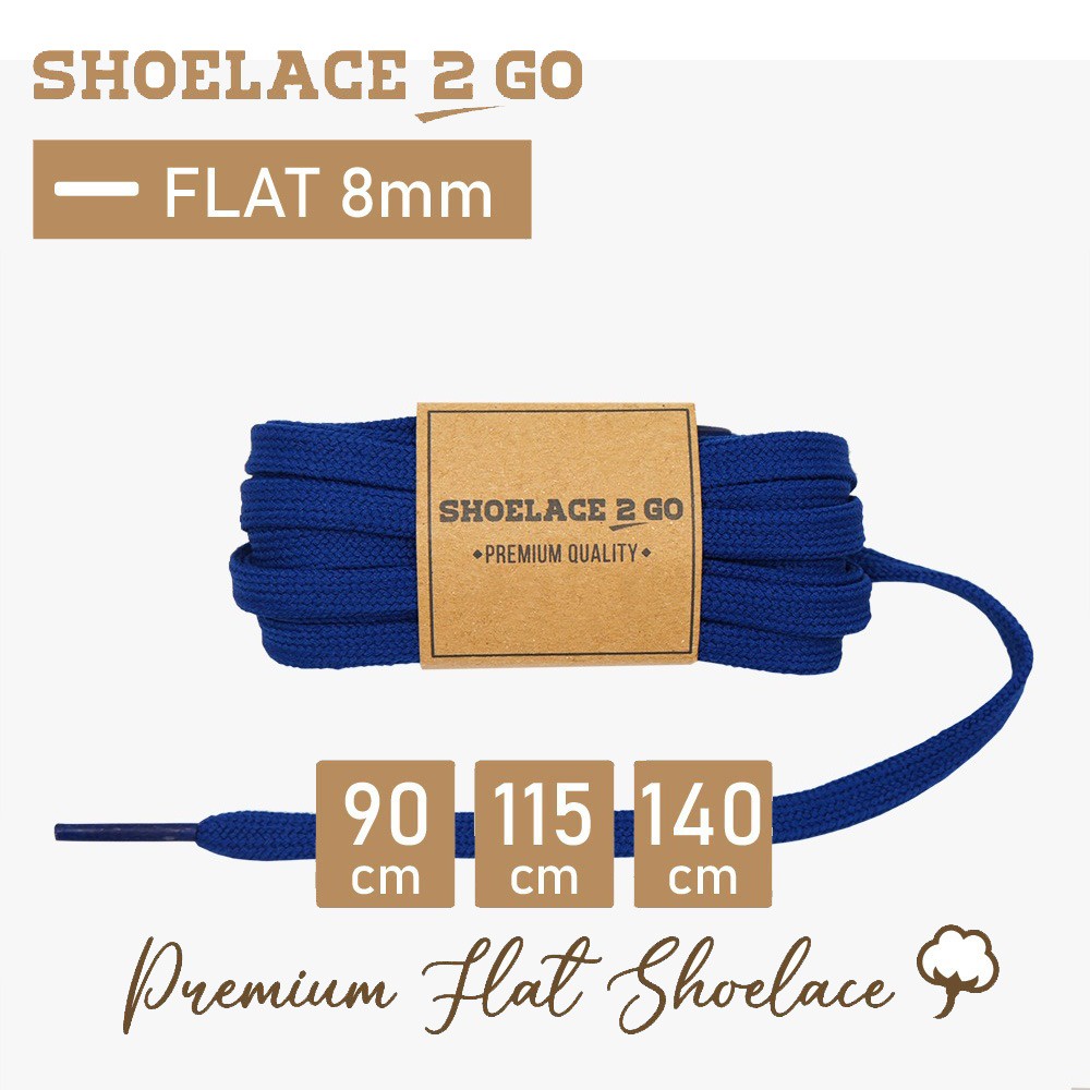 SHOELACE 2 GO PREMIUM TALI SEPATU GEPENG PIPIH FLAT - SF8 - J5 - DARK BLUE - 8MM