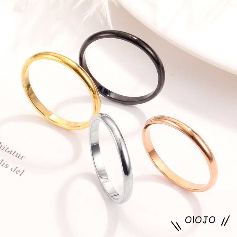 Cincin Pasangan Bahan Stainless Steel Titanium Warna Untuk Pria / Wanita - ol