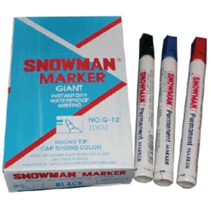 Spidol Permanent Snowman G-12 Merah Hitam Biru